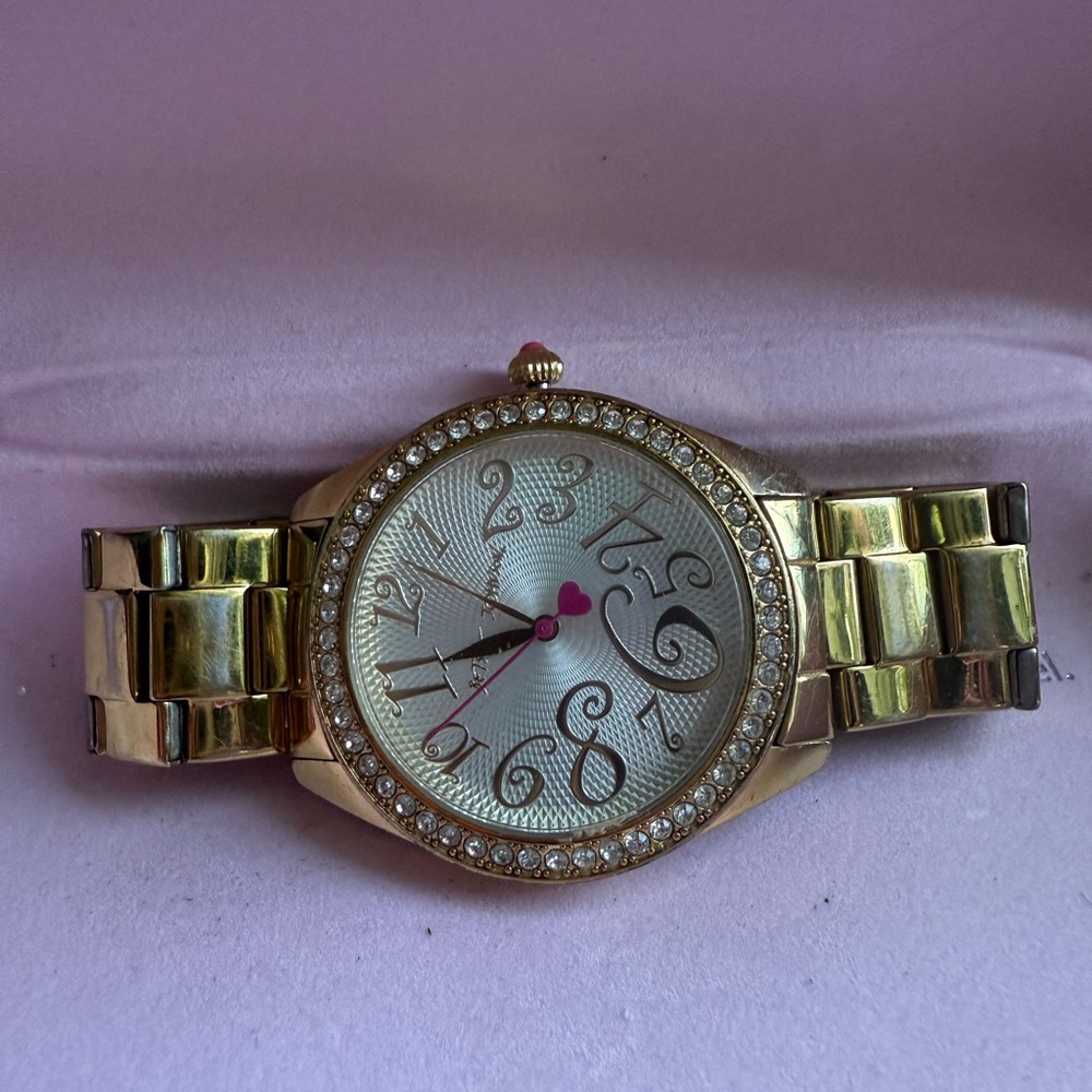 Betsy Johnson Gold Tone Women's Watch with Crystal Accents